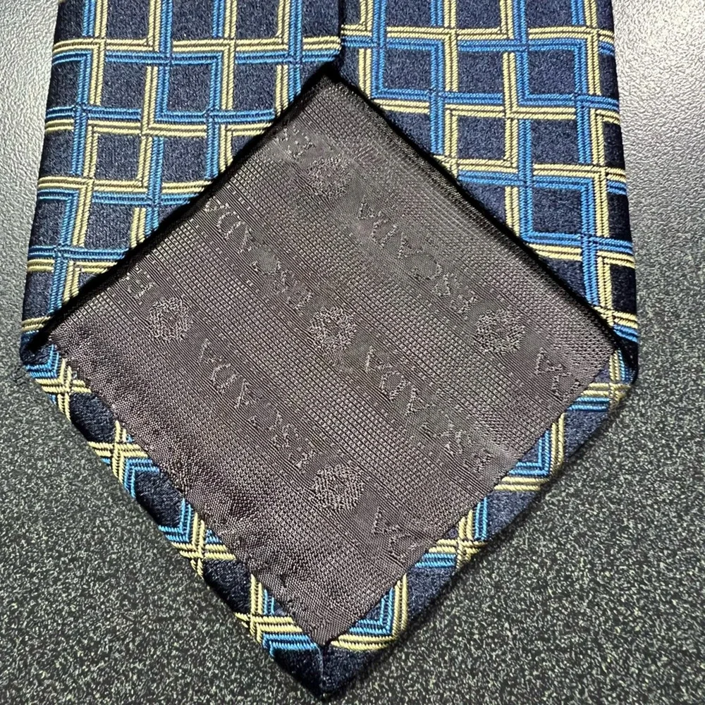 Escada Mens Tie Necktie Multicolor Windowpane 100% Silk Tied Woven Italy 57.5